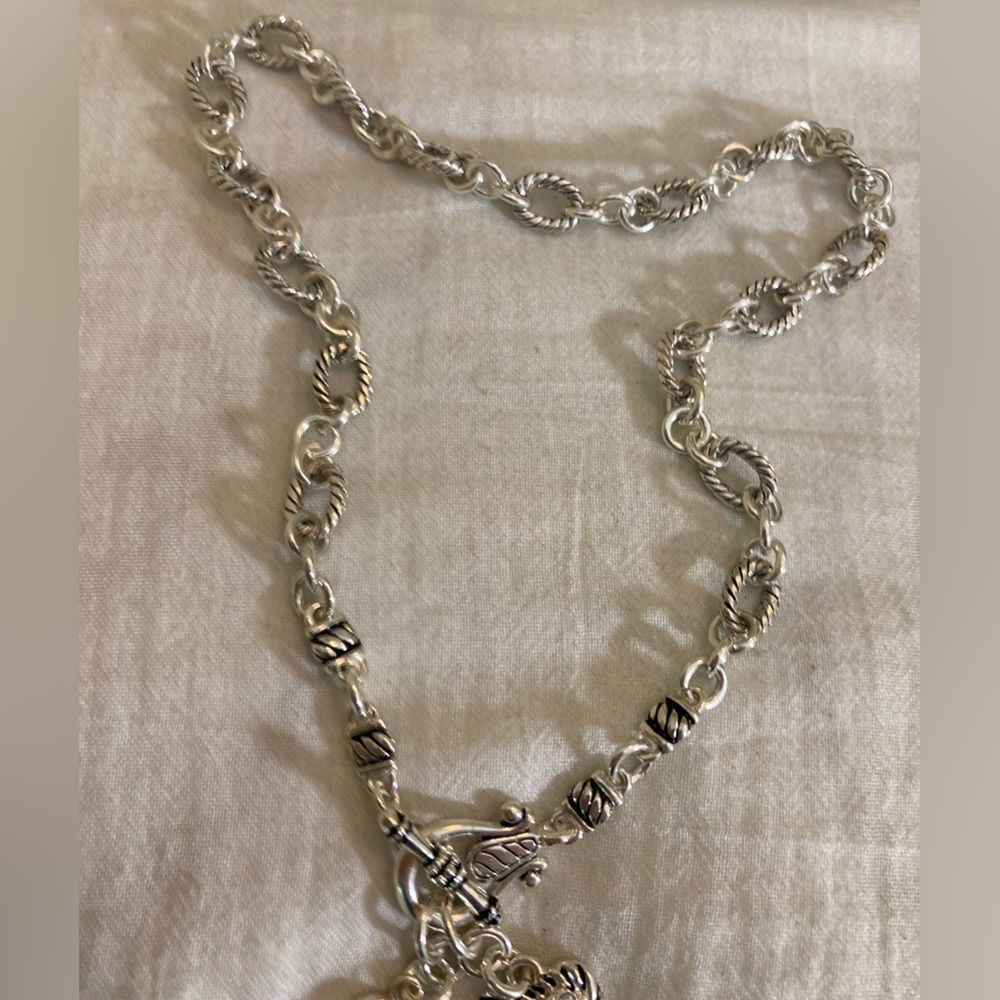 Premier Designs Ornate Necklace‎ with Dangling Heart Charms Front Toggle - Picture 4 of 8